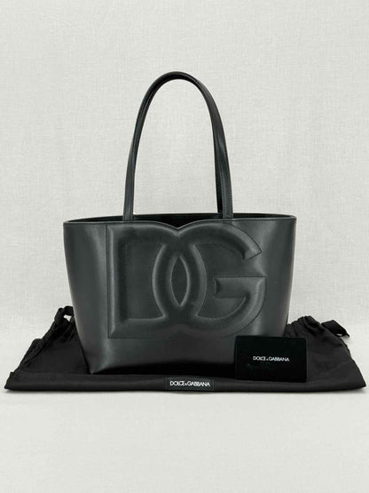 Pre - loved DOLCE & GABBANA DG Logo Black Embossed Tote Bag at Reems Closet