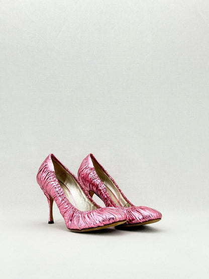Pre - loved DOLCE & GABBANA Foil Pink EU 39.5 Pumps at Reems Closet