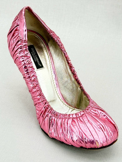 Pre - loved DOLCE & GABBANA Foil Pink EU 39.5 Pumps at Reems Closet