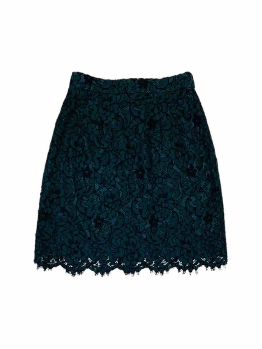 Pre - loved DOLCE & GABBANA Forest Green Lace Mini Skirt at Reems Closet