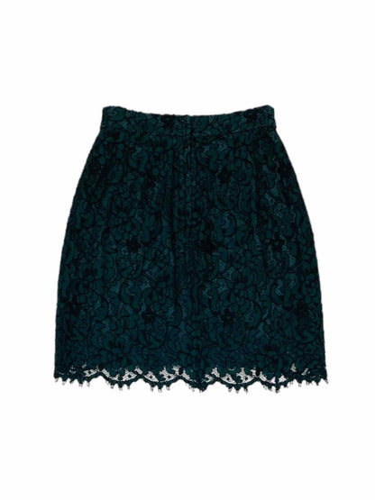 Pre - loved DOLCE & GABBANA Forest Green Lace Mini Skirt at Reems Closet