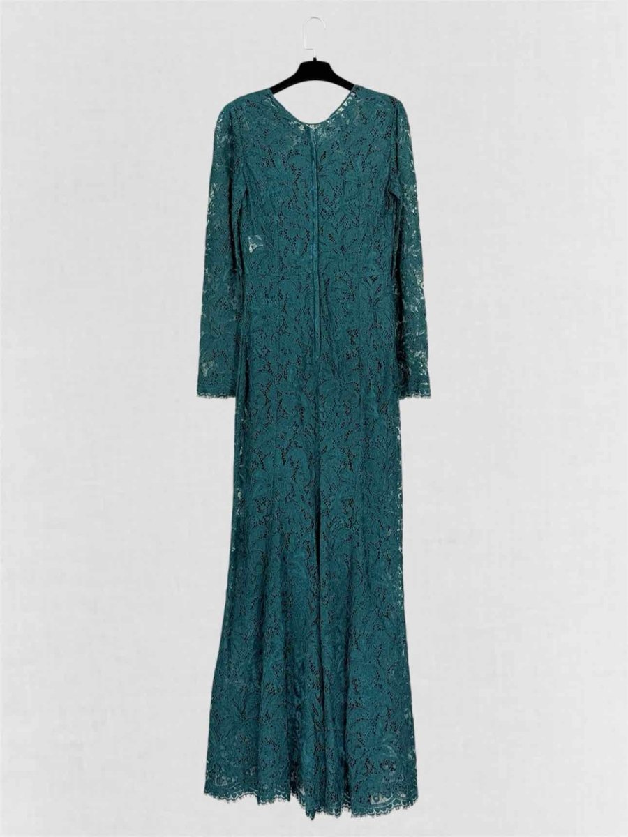 Pre-loved DOLCE & GABBANA Green Lace Size US 8 Long Dress at Reems Closet