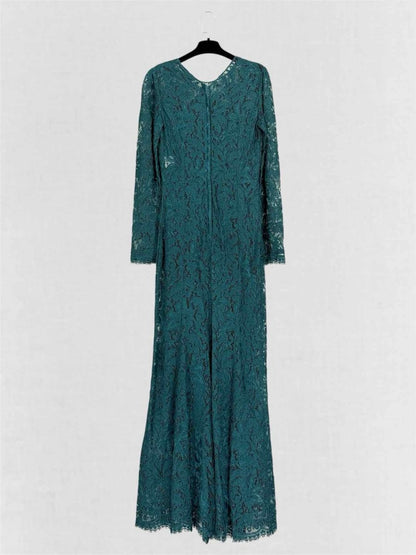 Pre-loved DOLCE & GABBANA Green Lace Size US 8 Long Dress at Reems Closet