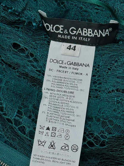 Pre-loved DOLCE & GABBANA Green Lace Size US 8 Long Dress at Reems Closet