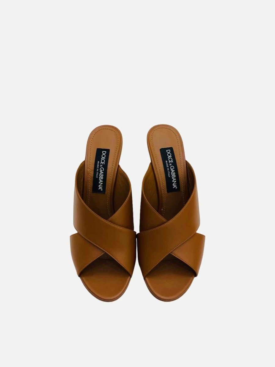 Pre - loved DOLCE & GABBANA Keira Brown Mules at Reems Closet