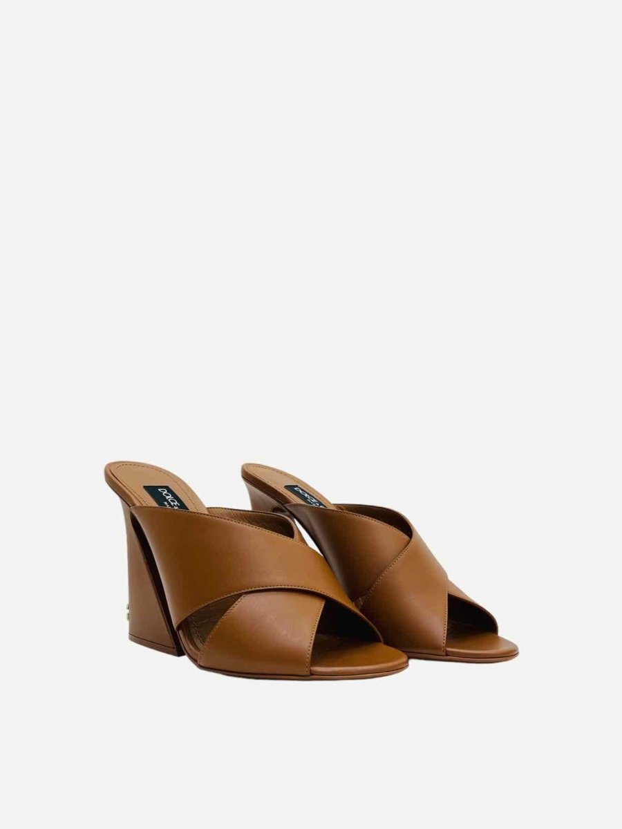 Pre - loved DOLCE & GABBANA Keira Brown Mules at Reems Closet