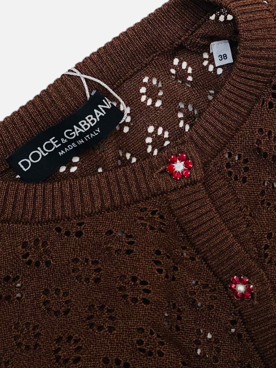 Pre - loved DOLCE & GABBANA Knit Brown Top at Reems Closet