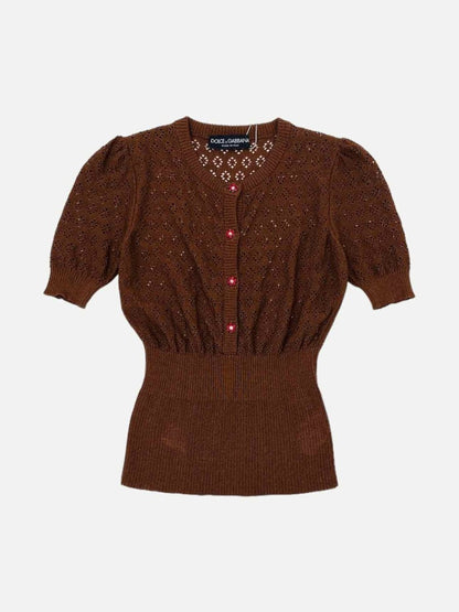 Pre - loved DOLCE & GABBANA Knit Brown Top at Reems Closet