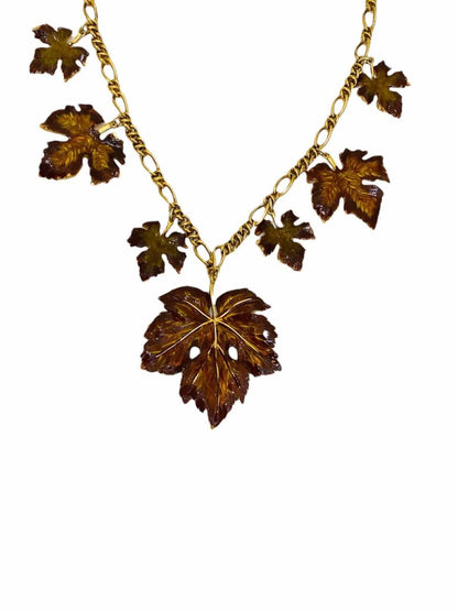 Pre-loved DOLCE & GABBANA Leaf Brown Fashion Necklace from Reems Closet