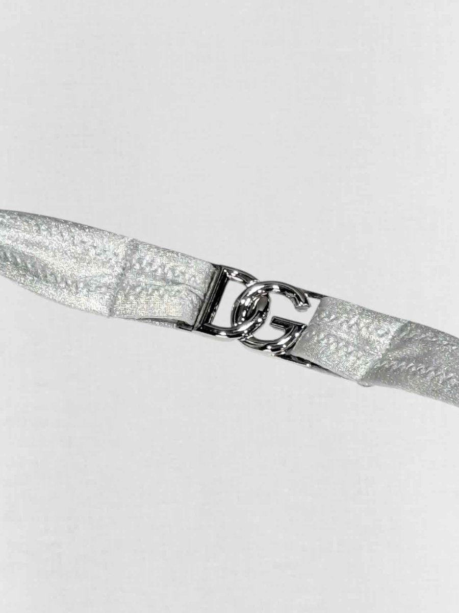 Pre - loved DOLCE & GABBANA Logo Plaque Silver Size Medium Swimsuit at Reems Closet