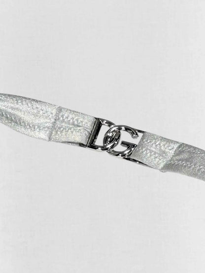 Pre - loved DOLCE & GABBANA Logo Plaque Silver Size Medium Swimsuit at Reems Closet