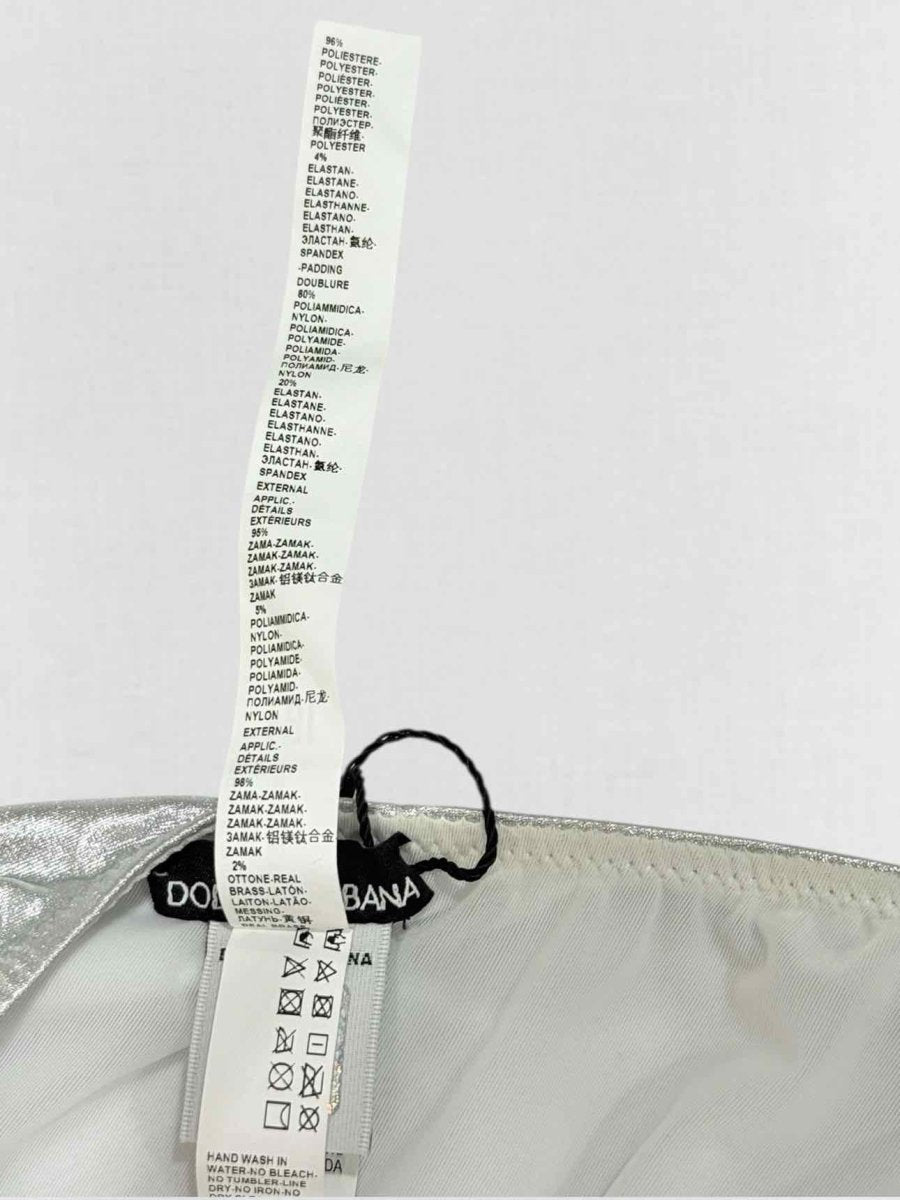 Pre - loved DOLCE & GABBANA Logo Plaque Silver Size Medium Swimsuit at Reems Closet