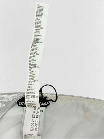 Pre - loved DOLCE & GABBANA Logo Plaque Silver Size Medium Swimsuit at Reems Closet