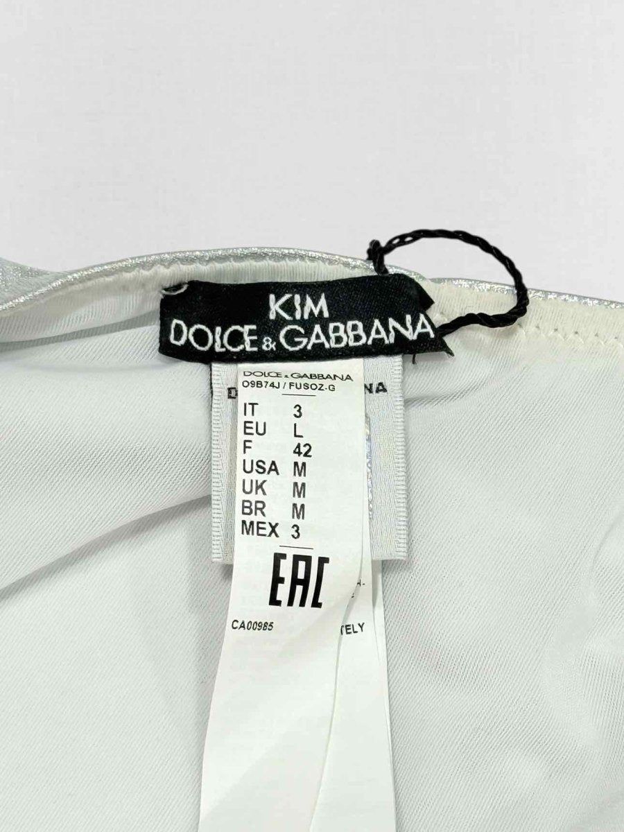 Pre - loved DOLCE & GABBANA Logo Plaque Silver Size Medium Swimsuit at Reems Closet