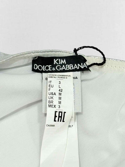 Pre - loved DOLCE & GABBANA Logo Plaque Silver Size Medium Swimsuit at Reems Closet
