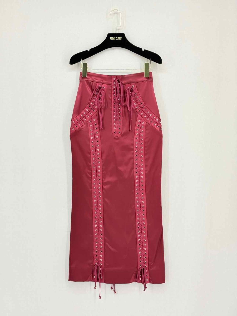 Pre - loved DOLCE & GABBANA Maroon Size US 4 Midi Skirt at Reems Closet
