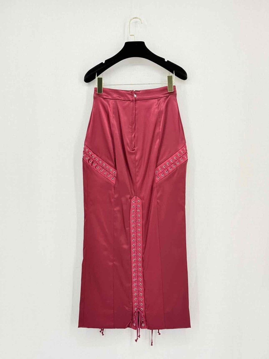 Pre - loved DOLCE & GABBANA Maroon Size US 4 Midi Skirt at Reems Closet