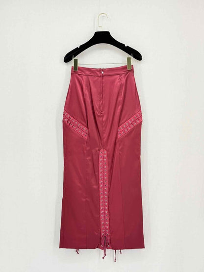 Pre - loved DOLCE & GABBANA Maroon Size US 4 Midi Skirt at Reems Closet