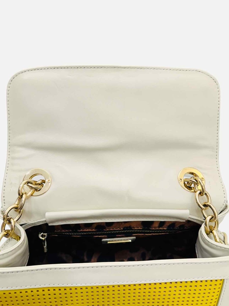 Pre-loved DOLCE & GABBANA Miss Dolce Yellow & White Top Handle from Reems Closet