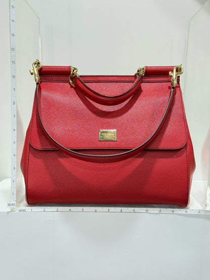 Pre - loved DOLCE & GABBANA Miss Sicily Red Top Handle at Reems Closet