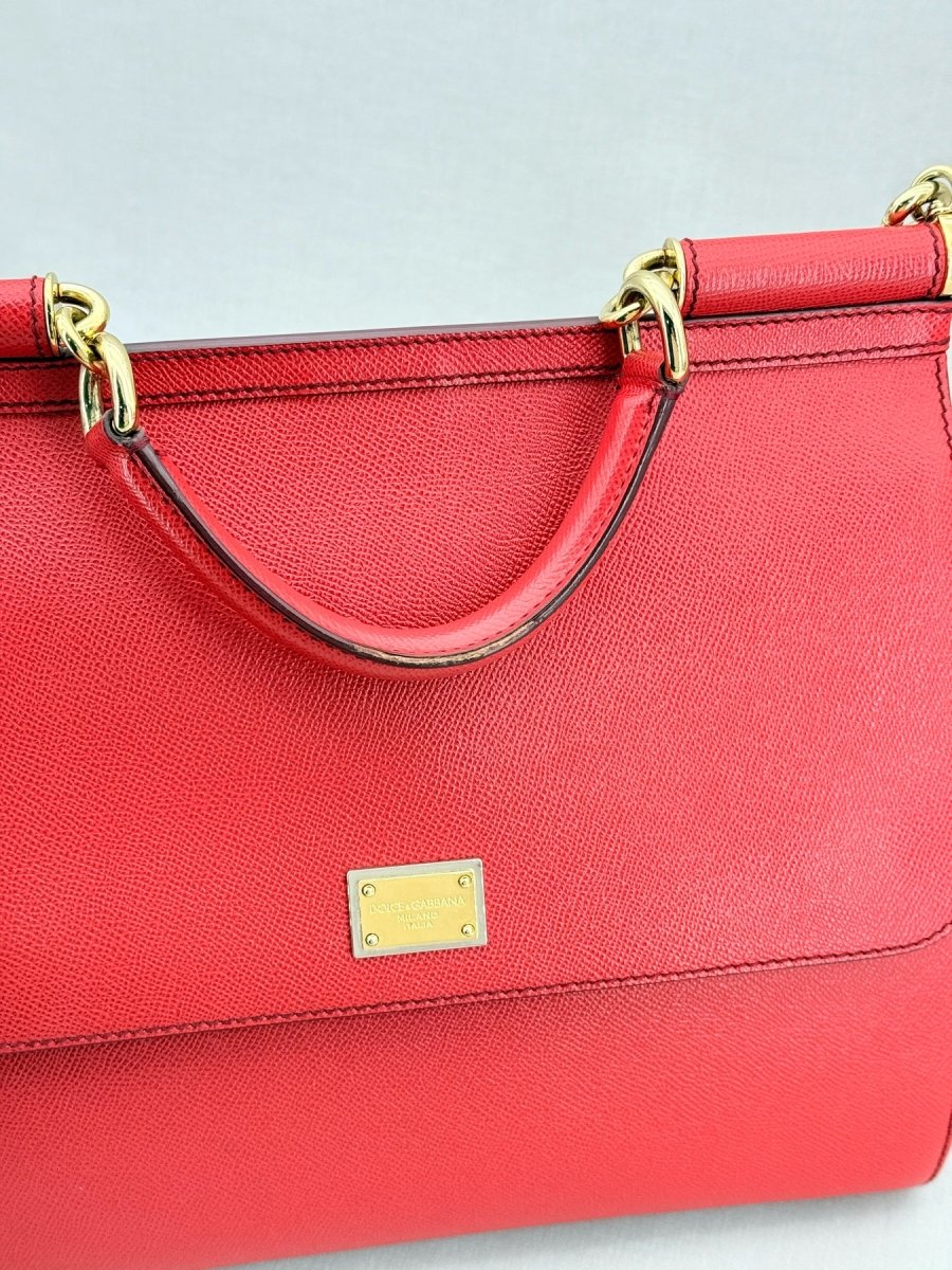 Pre - loved DOLCE & GABBANA Miss Sicily Red Top Handle at Reems Closet