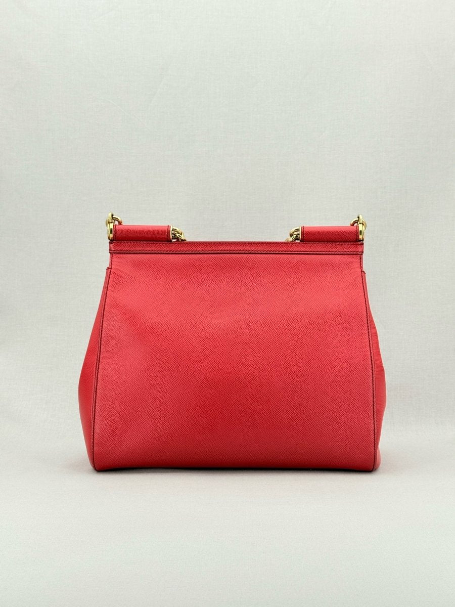 Pre - loved DOLCE & GABBANA Miss Sicily Red Top Handle at Reems Closet