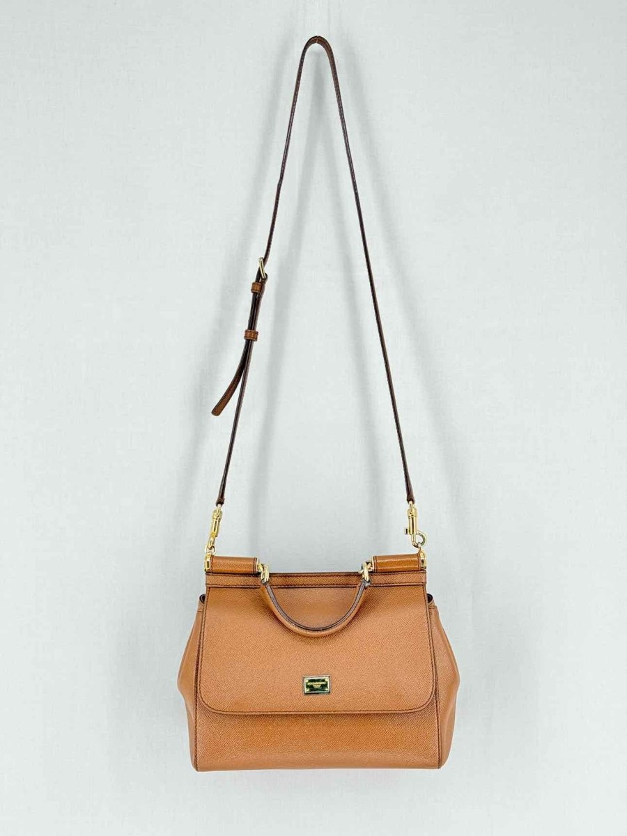 Pre - loved DOLCE & GABBANA Miss Sicily Tan Top Handle at Reems Closet