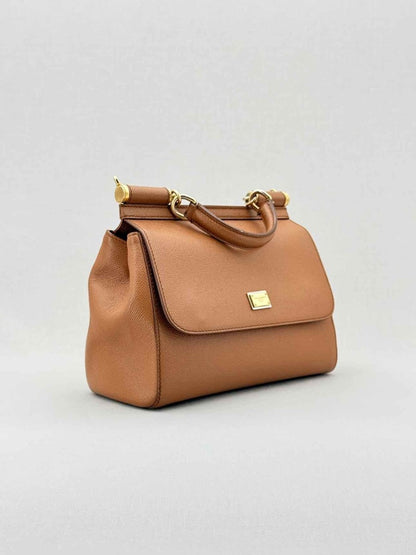 Pre - loved DOLCE & GABBANA Miss Sicily Tan Top Handle at Reems Closet