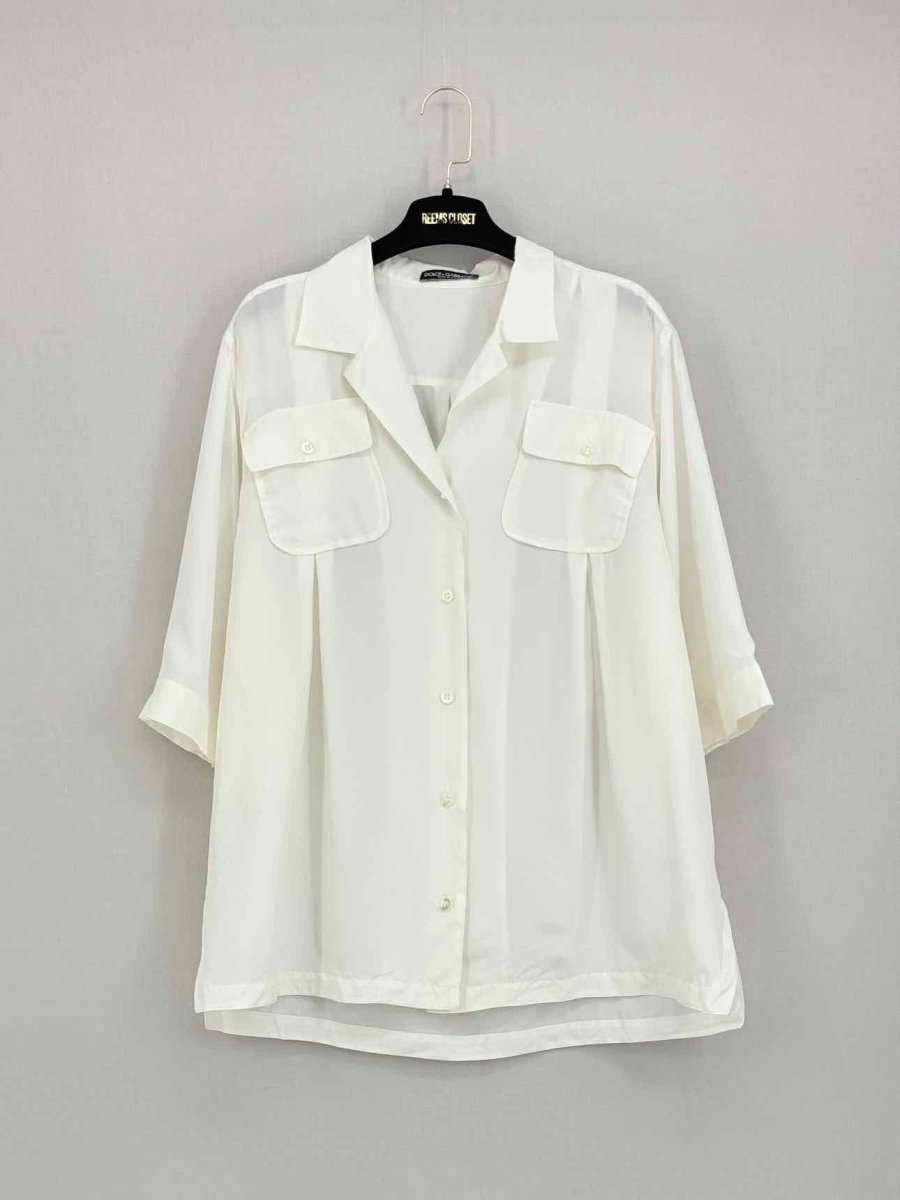 Pre - loved DOLCE & GABBANA Off - white Size US 2 Blouse at Reems Closet
