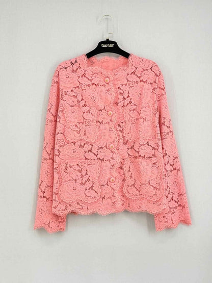 Pre - loved DOLCE & GABBANA Pink Lace Size Medium Outfit Set at Reems Closet