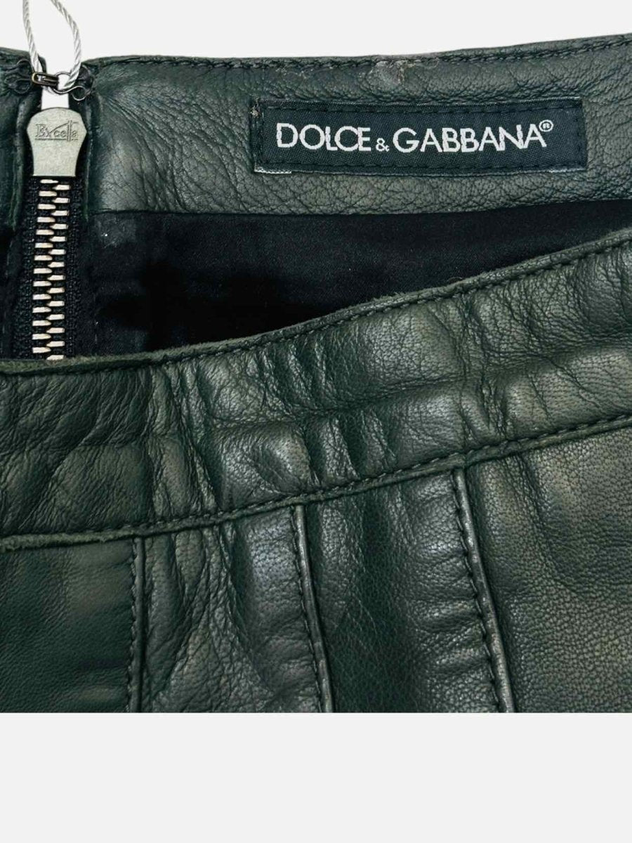 Pre - loved DOLCE & GABBANA Pleated Green Mini Skirt at Reems Closet