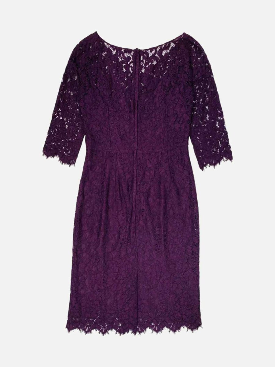 Pre - loved DOLCE & GABBANA Plum Lace Knee Length Dress at Reems Closet