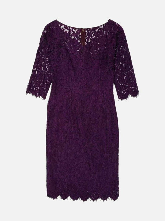 Pre - loved DOLCE & GABBANA Plum Lace Knee Length Dress at Reems Closet