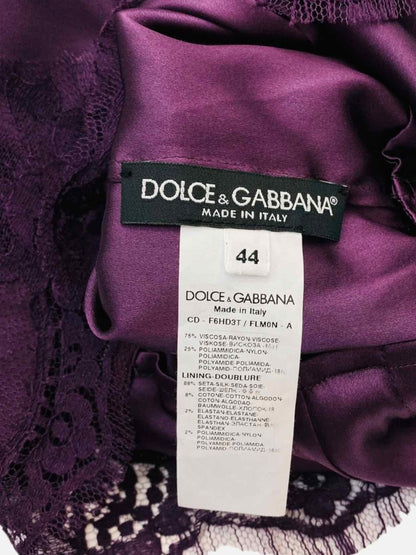 Pre - loved DOLCE & GABBANA Plum Lace Knee Length Dress at Reems Closet