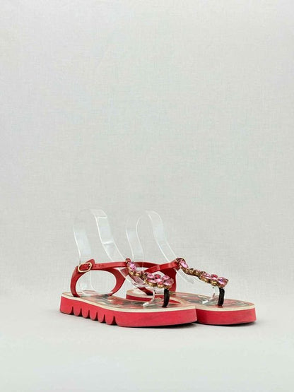 Pre - loved DOLCE & GABBANA Red Printed Size EU 40 Sandals at Reems Closet