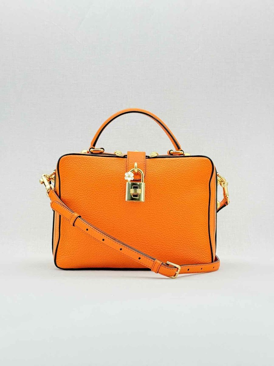 Pre - loved DOLCE & GABBANA Rosaria Box Orange Top Handle at Reems Closet