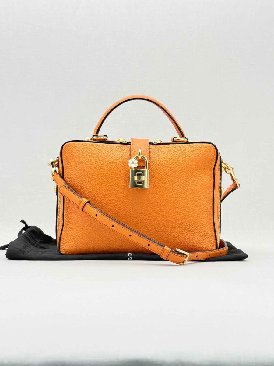 Pre - loved DOLCE & GABBANA Rosaria Box Orange Top Handle at Reems Closet
