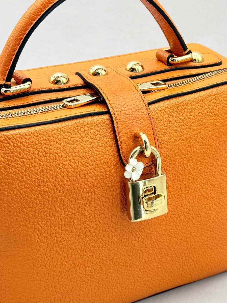 Pre - loved DOLCE & GABBANA Rosaria Box Orange Top Handle at Reems Closet
