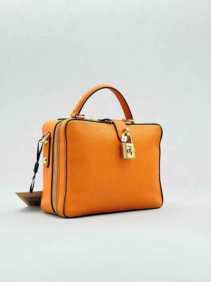 Pre - loved DOLCE & GABBANA Rosaria Box Orange Top Handle at Reems Closet