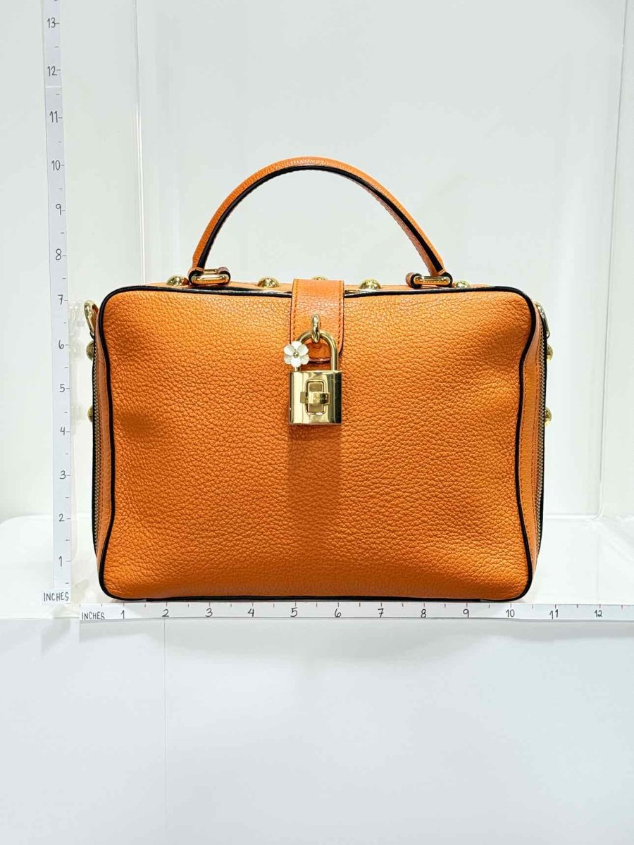 Pre - loved DOLCE & GABBANA Rosaria Box Orange Top Handle at Reems Closet