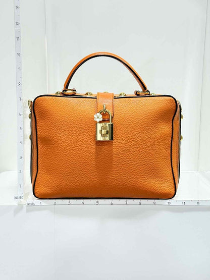 Pre - loved DOLCE & GABBANA Rosaria Box Orange Top Handle at Reems Closet