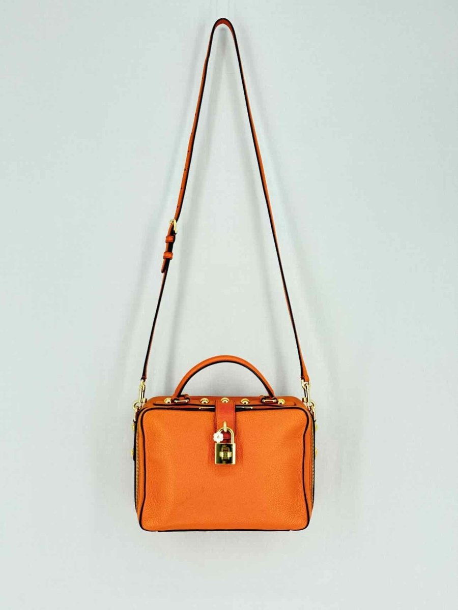Pre - loved DOLCE & GABBANA Rosaria Box Orange Top Handle at Reems Closet