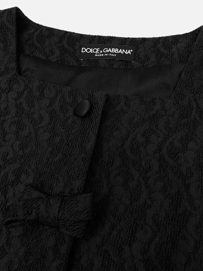 Pre - loved DOLCE & GABBANA Runway Black Jacquard Coat at Reems Closet