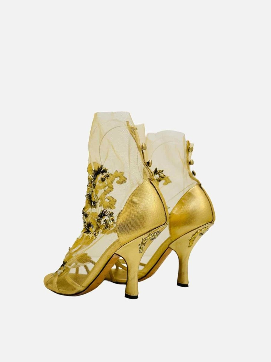 Pre - loved DOLCE & GABBANA Runway Gold Heeled Sandals 38 at Reems Closet