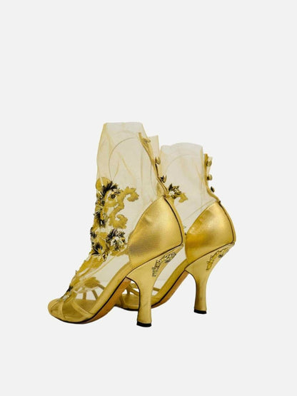 Pre - loved DOLCE & GABBANA Runway Gold Heeled Sandals 38 at Reems Closet