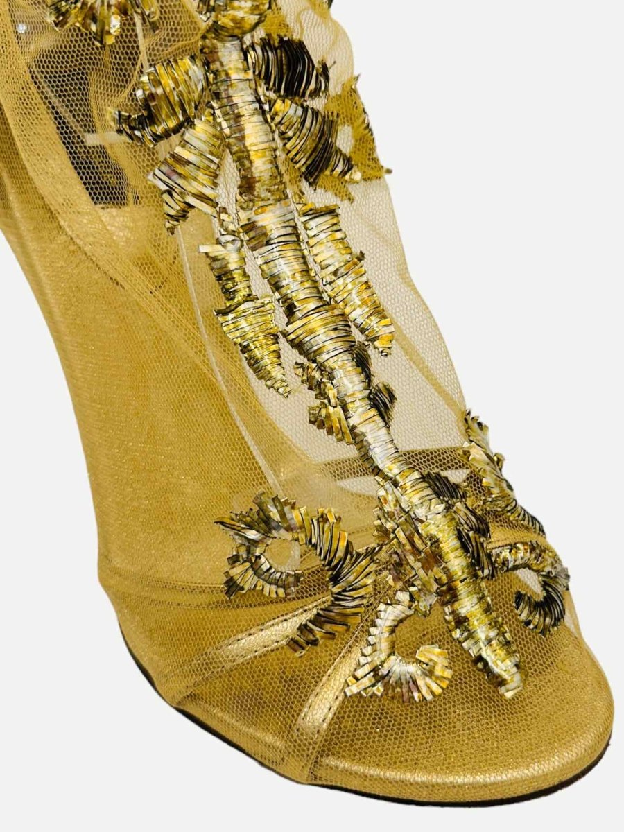 Pre - loved DOLCE & GABBANA Runway Gold Heeled Sandals 38 at Reems Closet