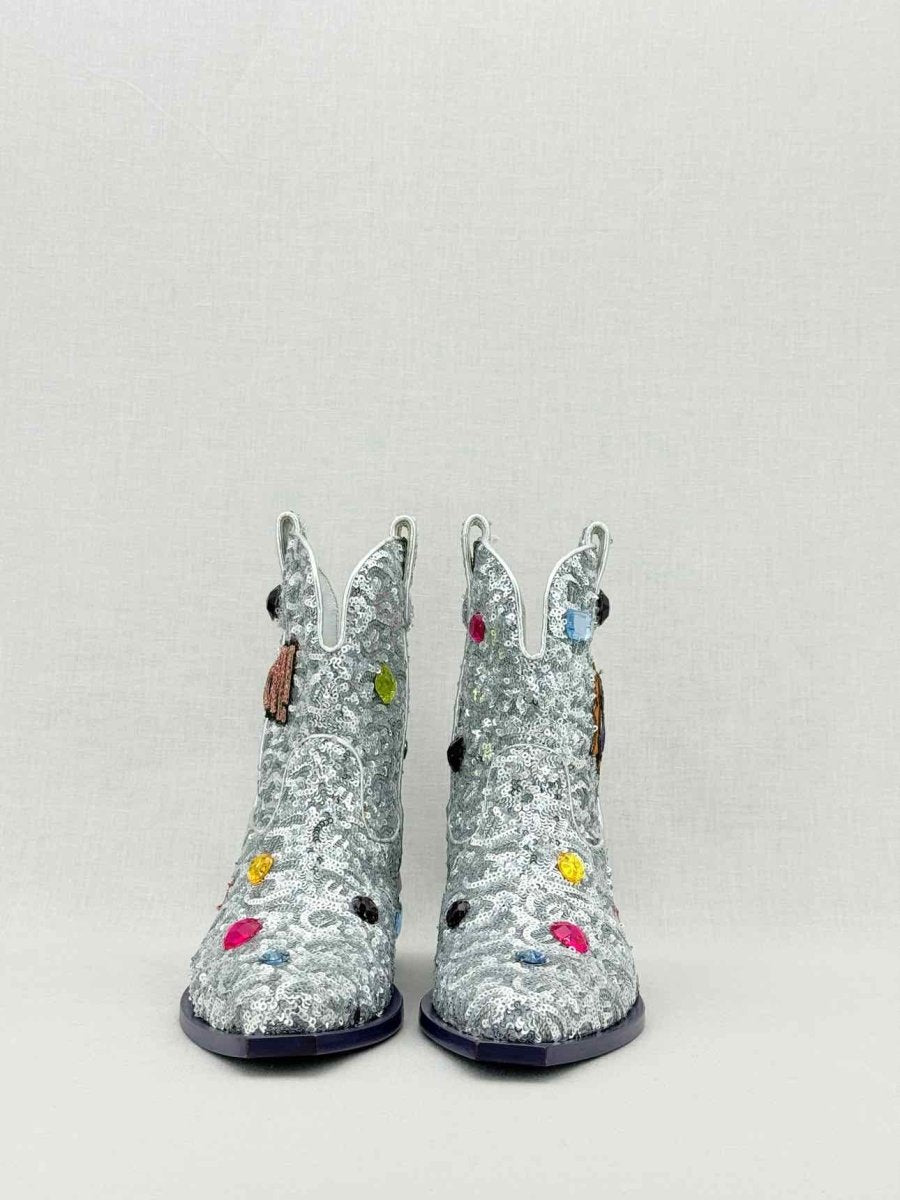 Pre - loved DOLCE & GABBANA Silver Size EU 36 Ankle Boots at Reems Closet