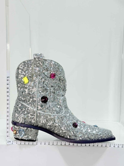 Pre - loved DOLCE & GABBANA Silver Size EU 36 Ankle Boots at Reems Closet