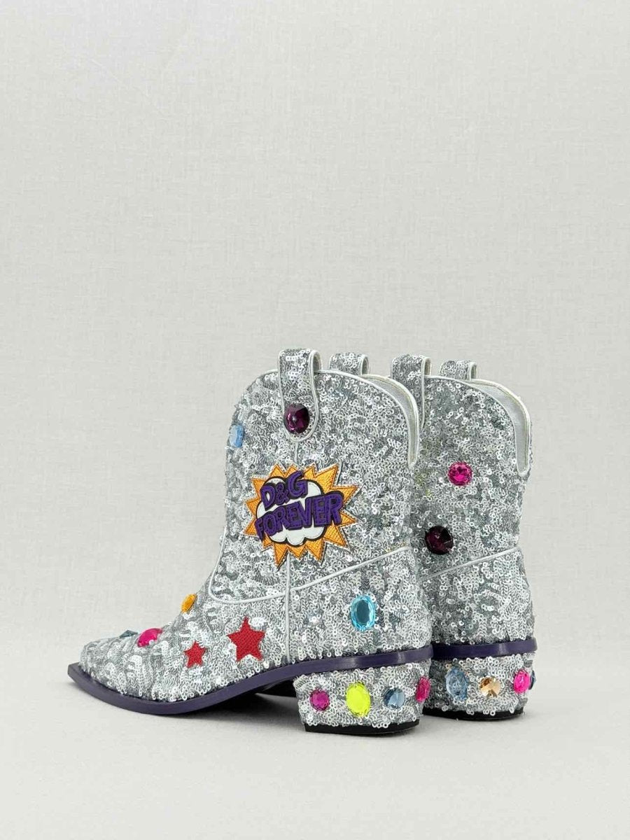 Pre - loved DOLCE & GABBANA Silver Size EU 36 Ankle Boots at Reems Closet