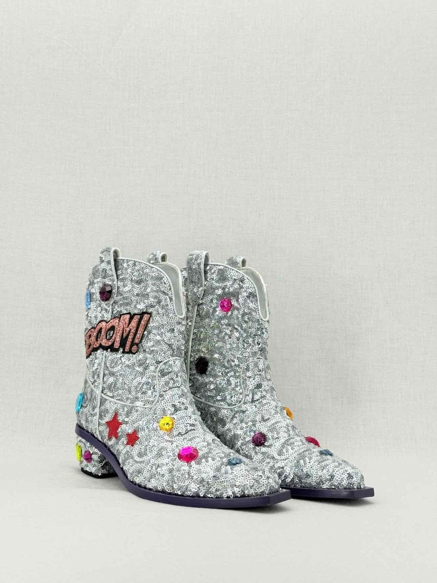 Pre - loved DOLCE & GABBANA Silver Size EU 36 Ankle Boots at Reems Closet